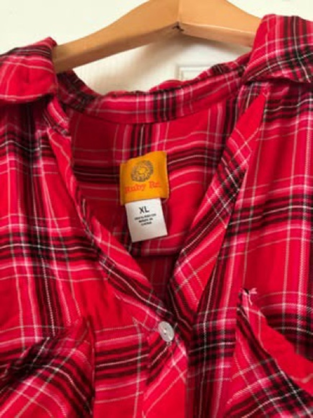 Ruby Rd. XL Red Plaid Button-Up Shirt - Picture 2 of 3